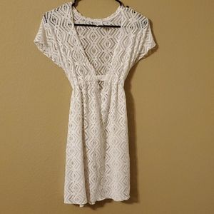 White cutout swimsuit cover up